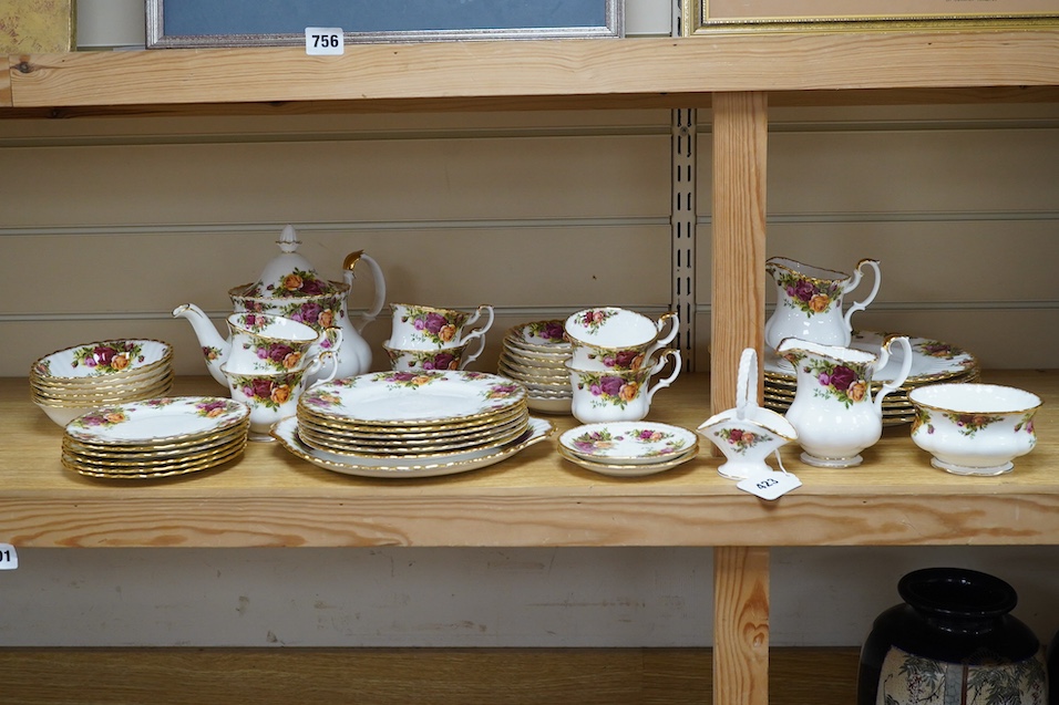 A Royal Albert 'Old Country Roses' tea service. Condition - good, some wear to gilding